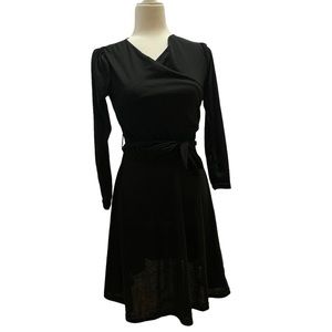 Black faux wrap mini dress size Small